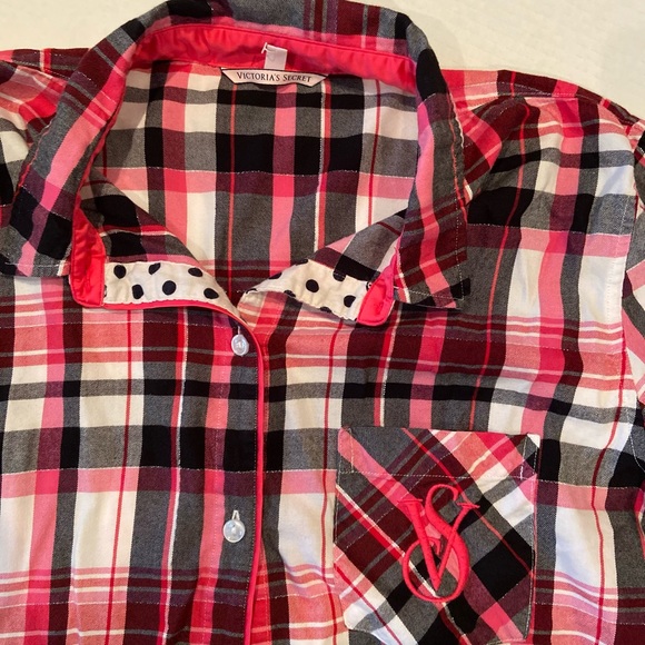🛍️Victoria's Secret Pink Plaid Long Sleeve PJ Top, sz M - Picture 4 of 6